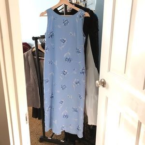 Blue Maxi Length Floral Dress
